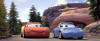 Sally (voiced by Bonnie Hunt ) and Lightning McQueen (voiced by Owen Wilson ) in Disney's presentation of Pixar's Cars