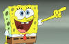 An excited SpongeBob SquarePants (voiced by Tom Kenny ) in Paramount Pictures' The Spongebob Squarepants Movie