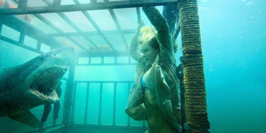 Sara Paxton and a shark star in SHARK NIGHT 3D. Sara Paxton and a shark star in SHARK NIGHT 3D.