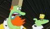 King Neptune (voiced by Jeffrey Tambor ) and SpongeBob (voiced by Tom Kenny ) in Paramount Pictures' The Spongebob Squarepants Movie